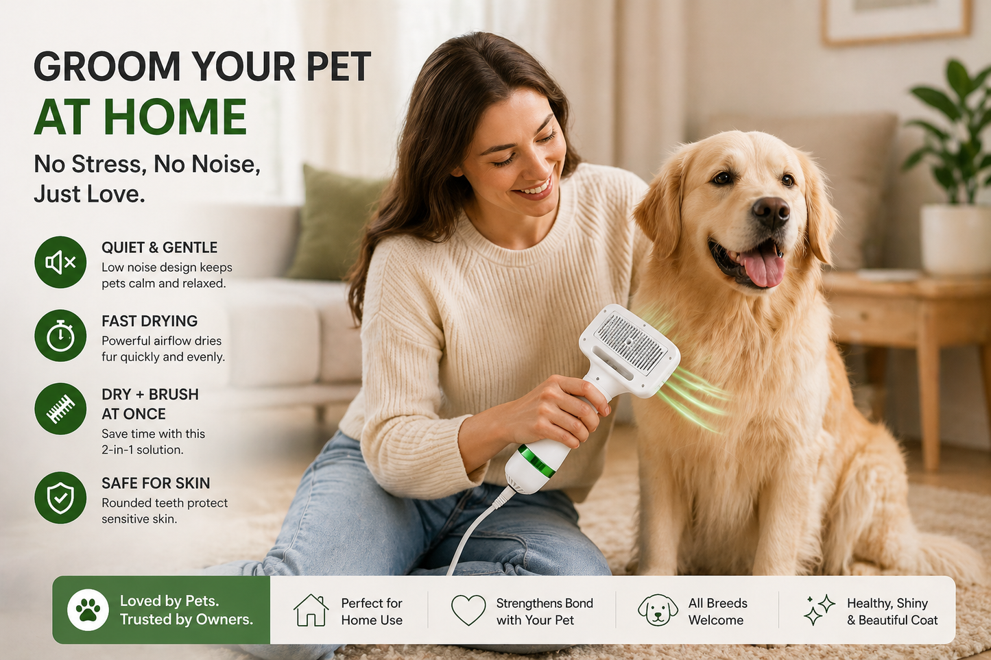 2-in-1 Pet Dryer Brush