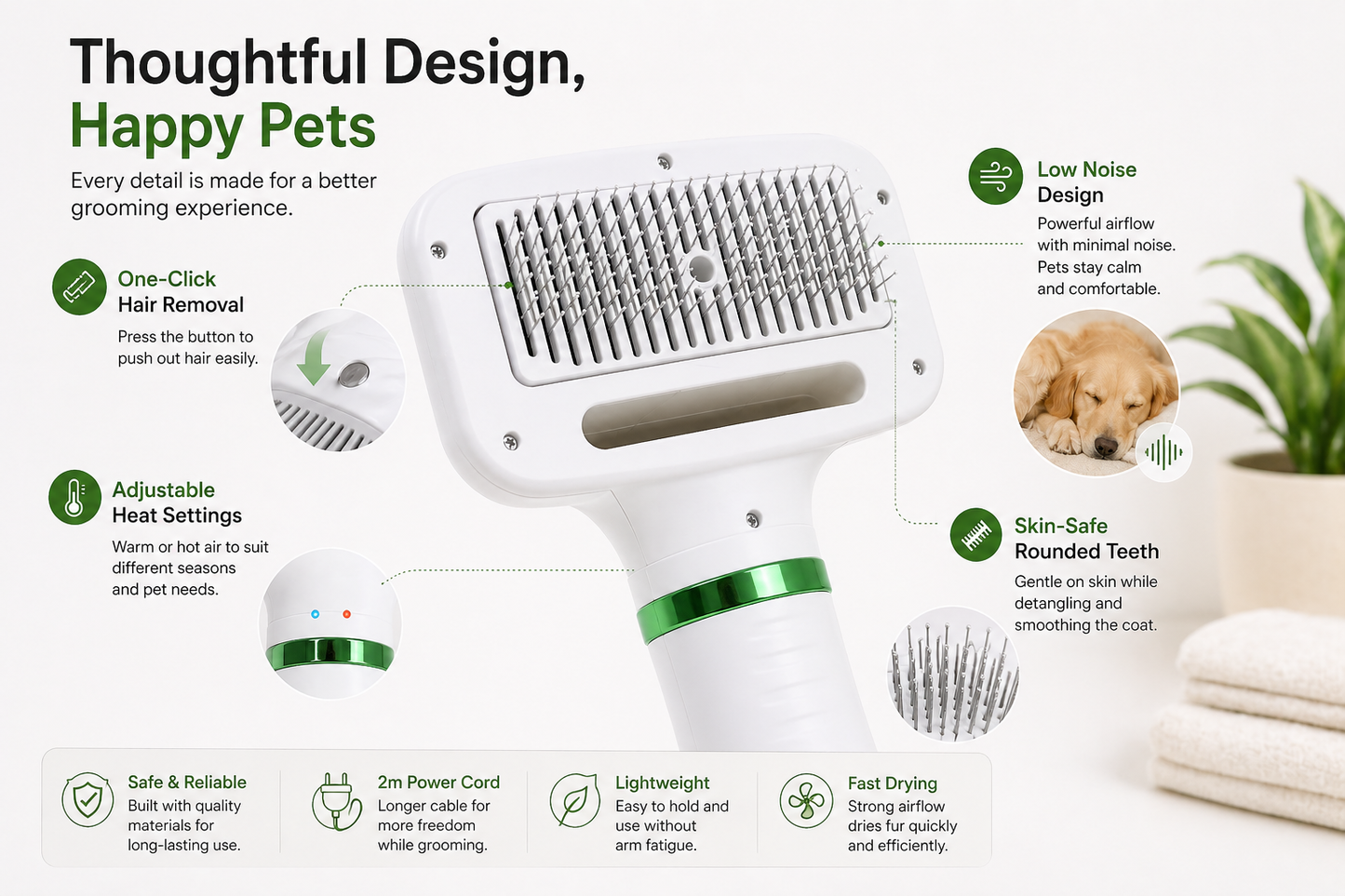 2-in-1 Pet Dryer Brush